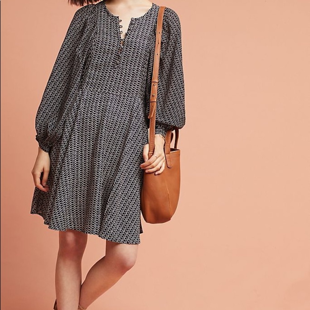 Anthropologie polka dot dress - black